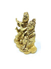 Gold-tone Radha-Krishna style figurine, two figures with arms raised and jewelry