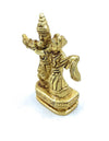 Gold-tone Radha Krishna small idol front 3/4 view with flowing garments and pedestal base