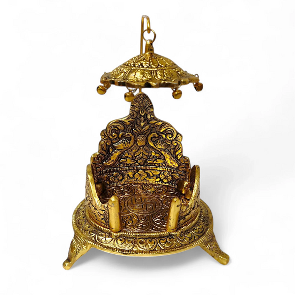 Laddu Gopal Handcrafted Singhasan in Antique Gold Finish - Achleshwar
