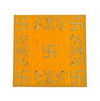 Designer Square Velvet Embroidered Yellow Pooja Aasan Cloth for Mandir | Premium Altar Cover for Temple, Puja Chowki, Home Shrine & Diwali Decoration