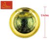 Gold-toned brass Shiva abhishek dish with reflective inner face, 5 inches across