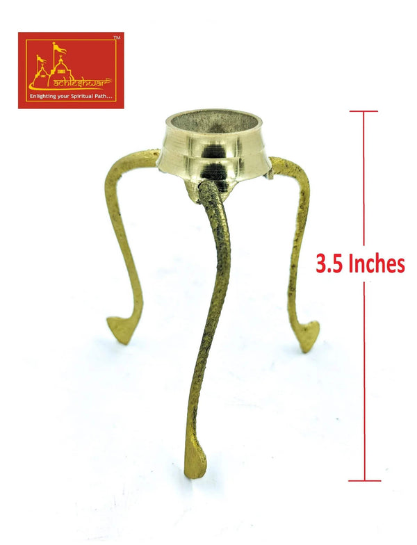 Gold-toned brass Shiva abhishek holder with two side handles, 3.5 inches tall