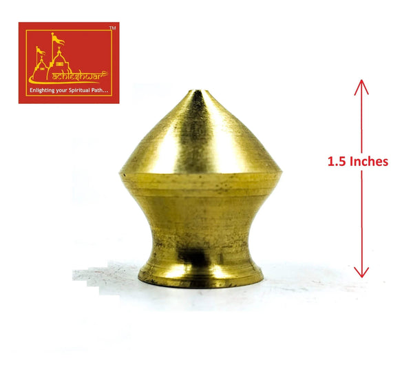 Gold-toned brass Shiva abhishek cap with pointed top, 1.5 inches tall