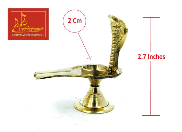 Gold-toned brass Shiva abhishek cup and spout on round pedestal, 2 cm height