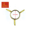 Brass ring support with three-prong arms and central measuring circle detail