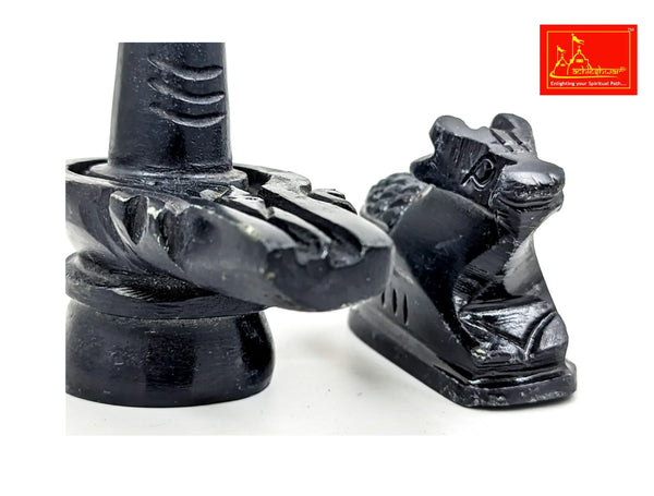 Shivling & Nandi Black Marble 2.5 inches - Achleshwar