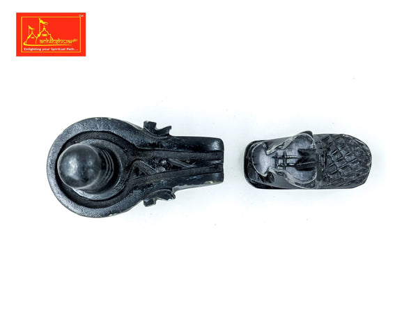 Marble Black Shivling & Nandi 3 inches - Achleshwar