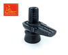 Black shivling marble three-quarter view with domed top and side carving