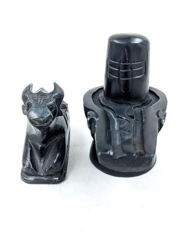 Black Nandi & Shivling Marble 4 inches