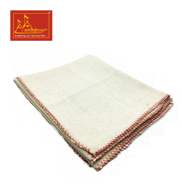 White Woolen Pooja Aasan 2-Pcs