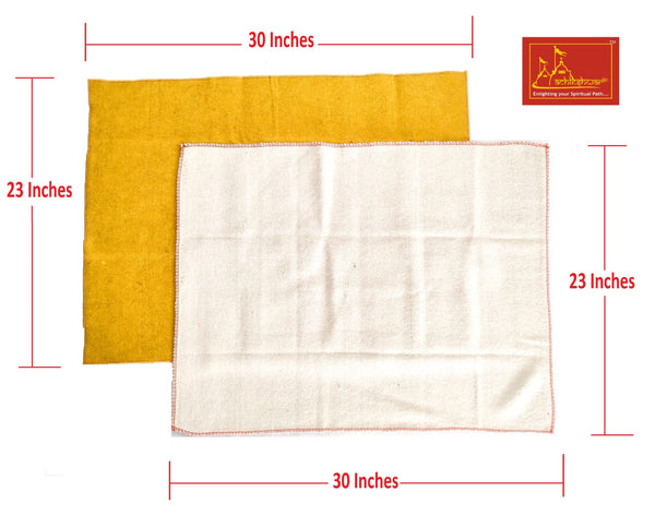 Yellow & White Woolen Pooja Aasan