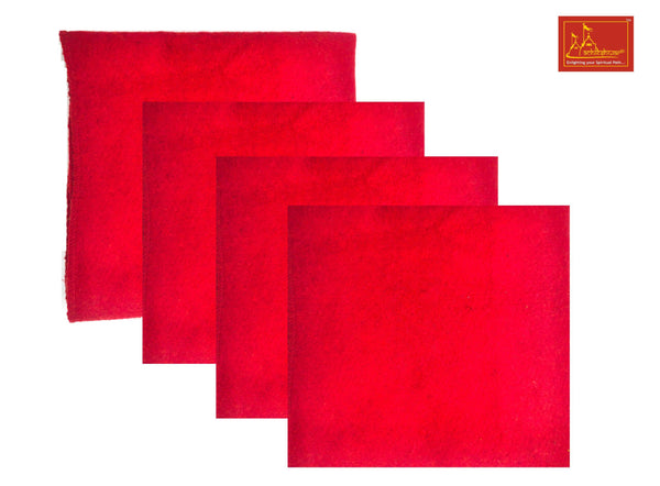 Red Woolen Pooja Aasan 4-pcs