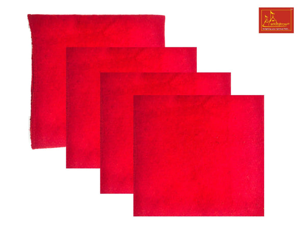 Red Woolen Pooja Aasan 4-pcs - Achleshwar