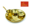 Brass bhog thali with small cups and spoon