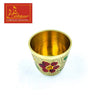 Meenakari brass bowl with colorful floral band and hammered metal texture