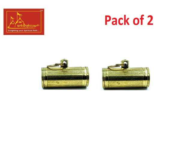 Cylindrical gold-toned capsule pendant, pack of 2 with clasp tops