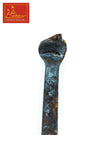 Blue-gray metal spike nail with a wide head and pointed tip