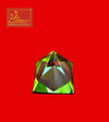 Green-tinted crystal color pyramid with faceted sides