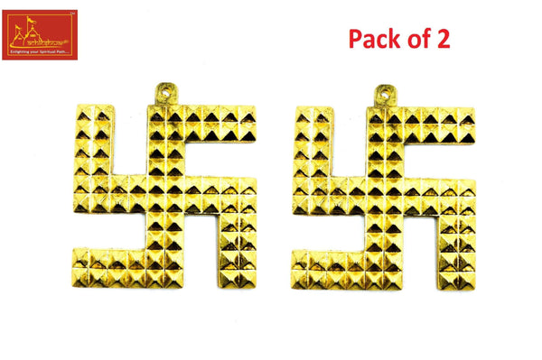 Gold-toned decorative charm set with cube pattern, two pieces
