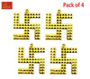 Gold tone swastik pyramid ornaments, set of 4, hanging loops