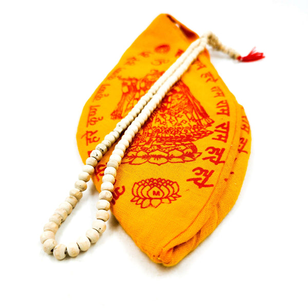 White Tulsi Mala Small (108+1) with Goumukhi