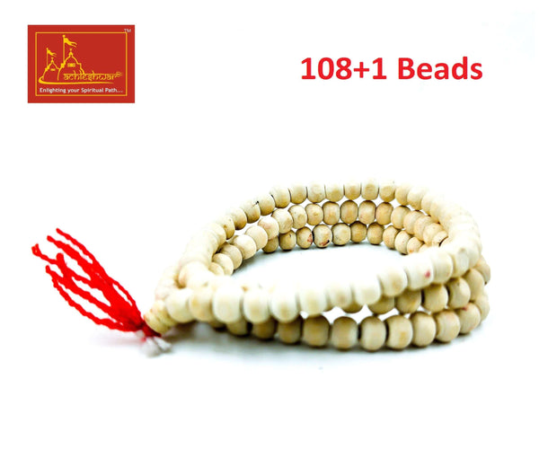 White Tulsi Mala Small (108+1) with Goumukhi