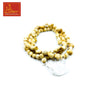 Off-white bead mala necklace with round beads and tassel