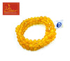 Yellow agate mala beads loop with blue-and-white end tag