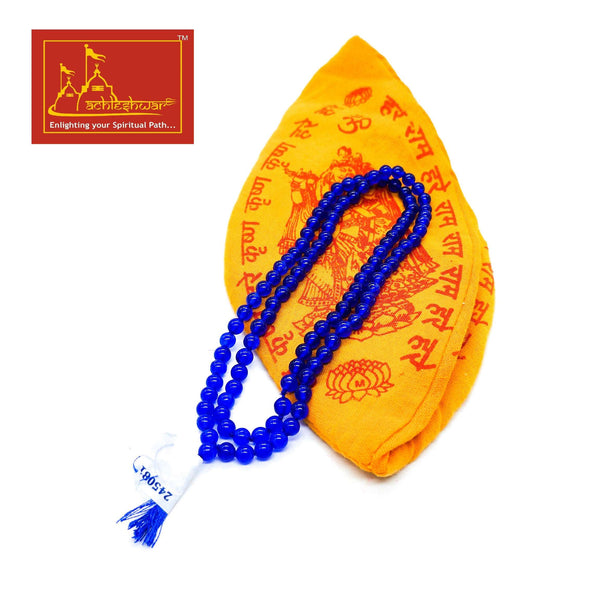 Blue Hakik Mala with Goumukhi
