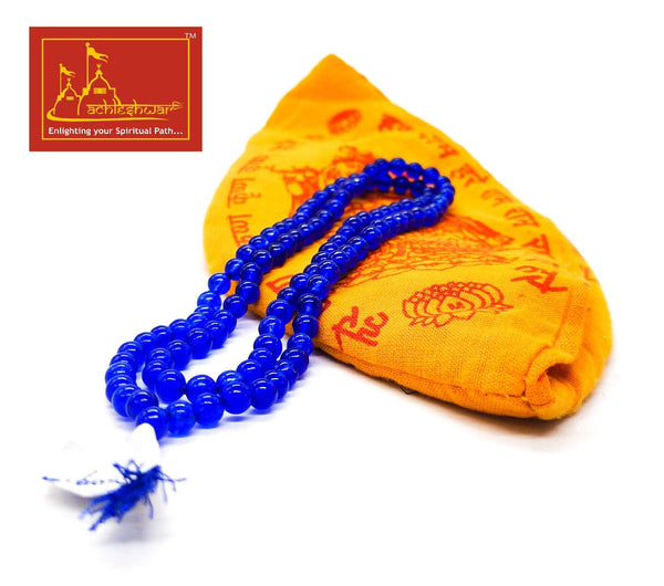 Blue Hakik Mala with Goumukhi