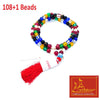 Round multicolor bead mala with red tassel