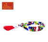 Two-strand multicolor bead mala with red tassel