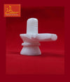 White marble shivling with horizontal cross base and ribbed linga top