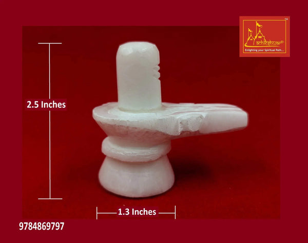 White marble shivling stand, 2.5-inch height, front view