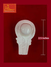White marble shivling with bowl, 2.5-inch height, side view