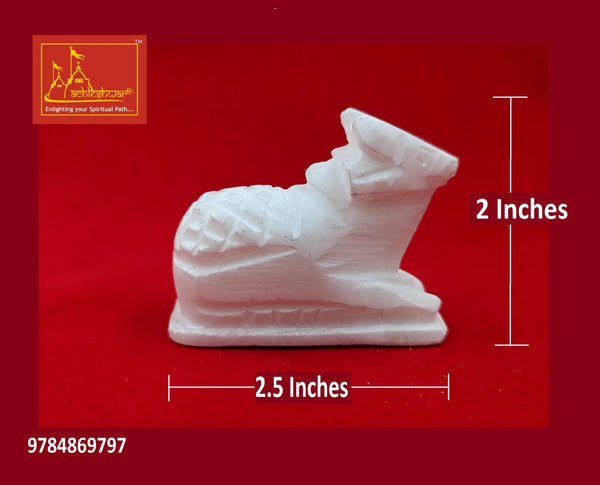 Marble Nandi White 2.5 Inch - Achleshwar