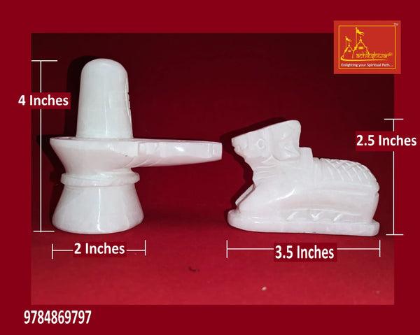 Shivling & Nandi White Marble - Achleshwar