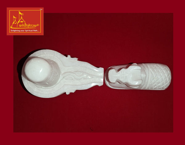 Shivling & Nandi White Marble