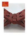 Wooden book stand rehal with interlocking carved arms and cutout holes
