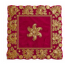 Luxury Designer Square Velvet Embroidered Pink Pooja Aasan Cloth for Mandir | Premium Altar Cover for Temple, Puja Chowki, Home Shrine & Diwali Decoration