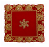 Luxury Designer Square Velvet Embroidered Red Pooja Aasan Cloth for Mandir | Premium Altar Cover for Temple, Puja Chowki, Home Shrine & Diwali Decoration