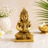 Golden Parvati meditating idol seated in prayer, on a square base