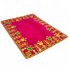 Designer Velvet Embroidered Pooja Aasan Cloth 16X24 inch Pink | Chowki Aasan for God Idol
