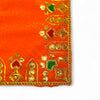 Designer Velvet Embroidered Pooja Aasan Cloth 13X19 inch ORANGE | Chowki Aasan for God Idol