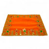 Designer Velvet Embroidered Pooja Aasan Cloth 13X19 inch ORANGE | Chowki Aasan for God Idol