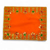 Designer Velvet Embroidered Pooja Aasan Cloth 13X19 inch ORANGE | Chowki Aasan for God Idol