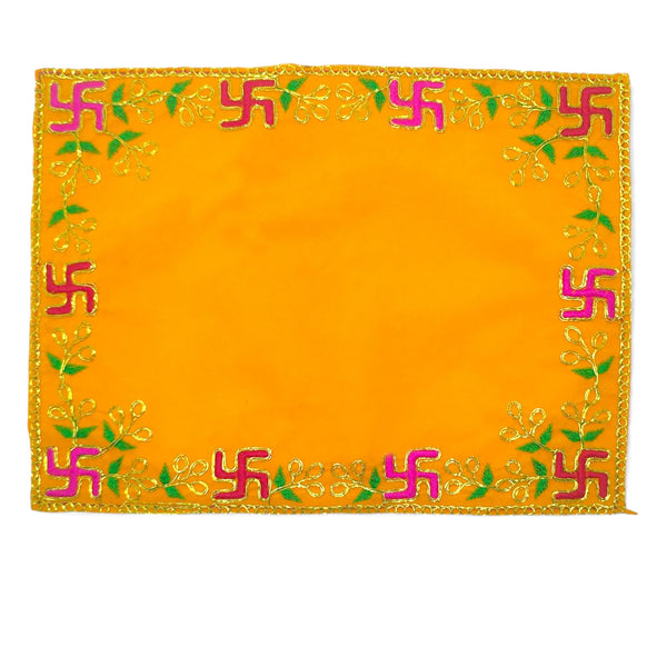 Yellow Pooja Velvet Chowki Aasan. - Achleshwar