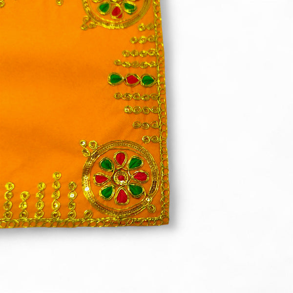 Designer Velvet Embroidered Yellow Pooja Aasan Cloth