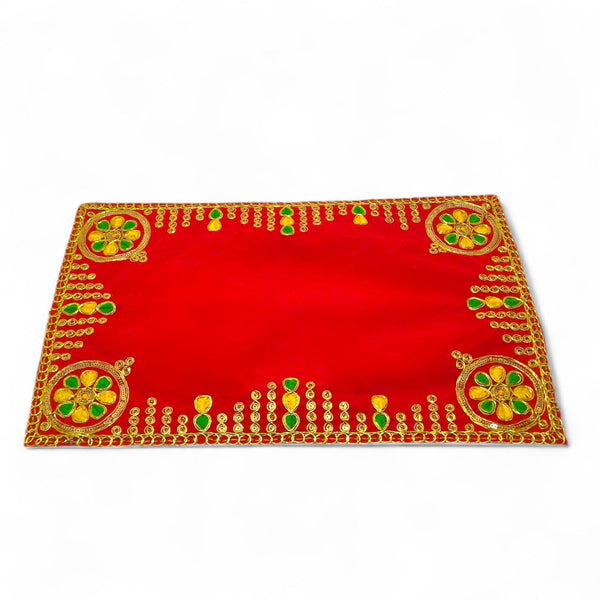 Achleshwar Designer Velvet Embroidered Pooja Red