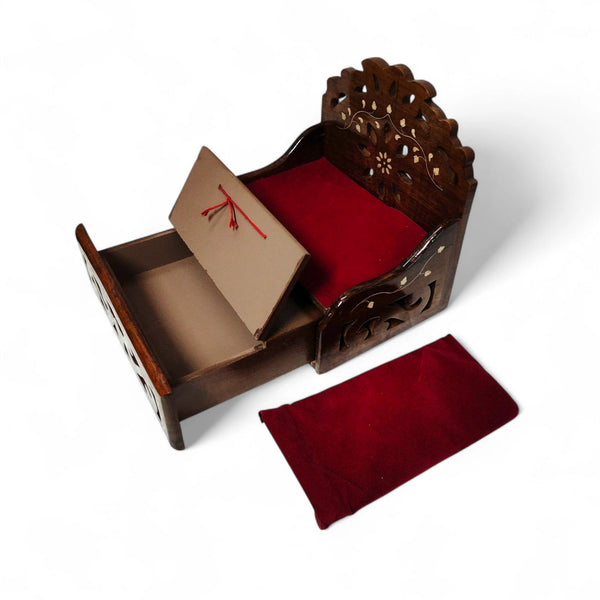 Achleshwar Laddu Gopal Sofa Cum Bed Wooden Storage for Krishna Ji Cloth